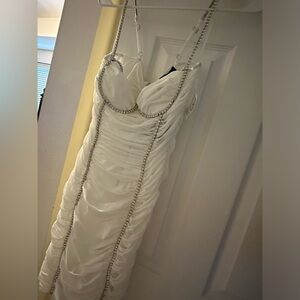 Rhinestone Mesh Mini Dress